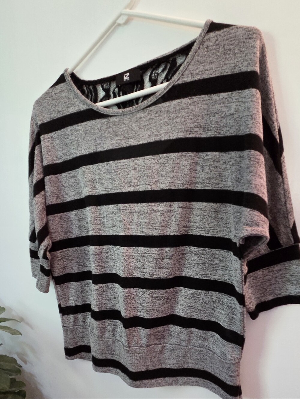 Black & Gray Striped Knit Top